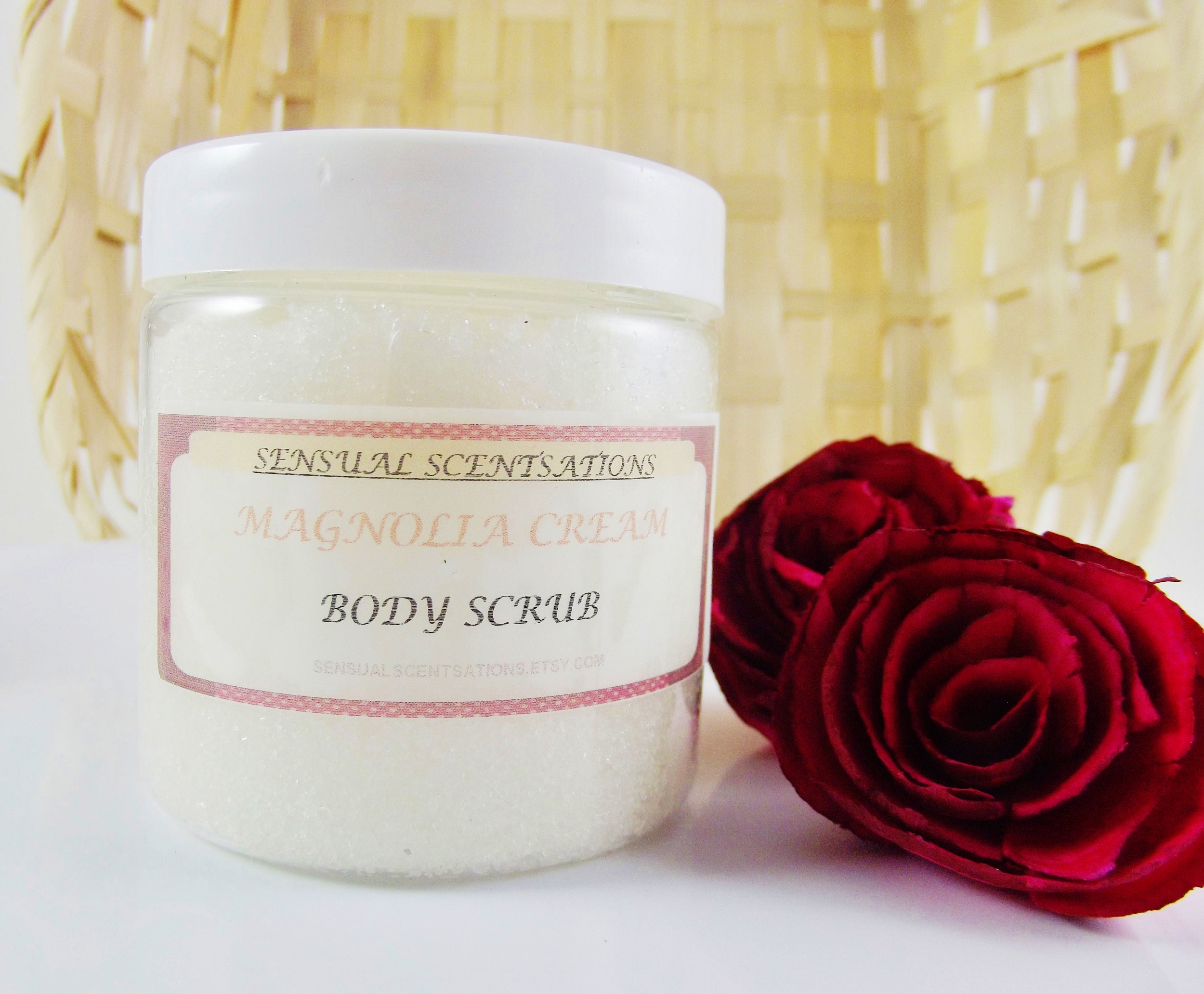 Magnolia Cream Sugar Body Scrub All Natural Essential Oil Blend 4oz on